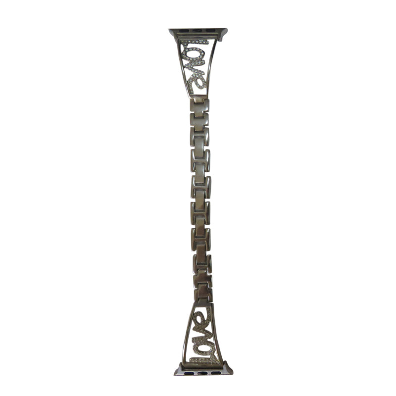 Love Stainless Steel Watch Band Adjustable Wristbands for Apple IWatch Series SE/1/2/3/4/5/6 For Women-Silver