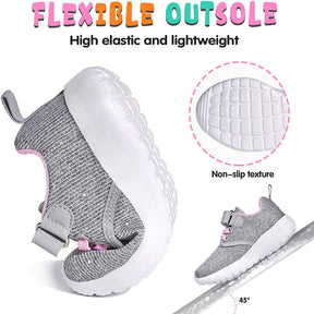 Lightweight Toddler Shoes for Boys Girls Breathable Mesh Velcro Sneakers-Grey