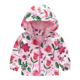 Toddler Boys Girls Cartoon Print Zip Jacket Hooded Trench Kids Casual Coats-22