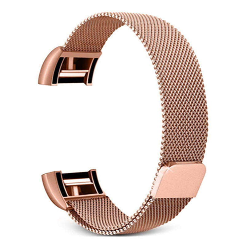 Stainless Steel Magnetic Strap For Fitbit Charge 2 Replacement Bracelets Milanese-Rose Gold