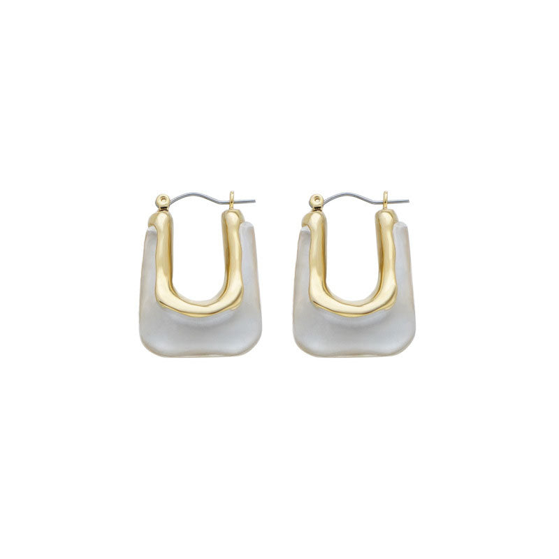 Pair Of Transparent Resin U Shape Hoop Earrings for Woman