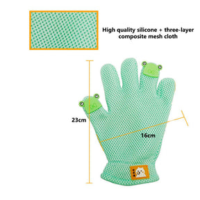 Pet Grooming Glove Cat Dog Gentle Deshedding Brush Glove Right Hand-Green