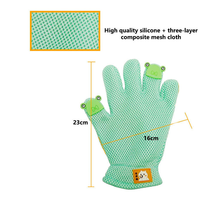 Pet Grooming Glove Cat Dog Gentle Deshedding Brush Glove Right Hand-Green