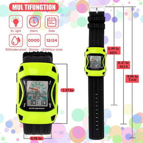 Kids Waterproof Sports Watches Digital LED Car Shape Watches-Green