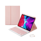 7 Color Backlit Keyboard Case with Pencil Holder for iPad Air 4/Air 5/Pro 11-Pink