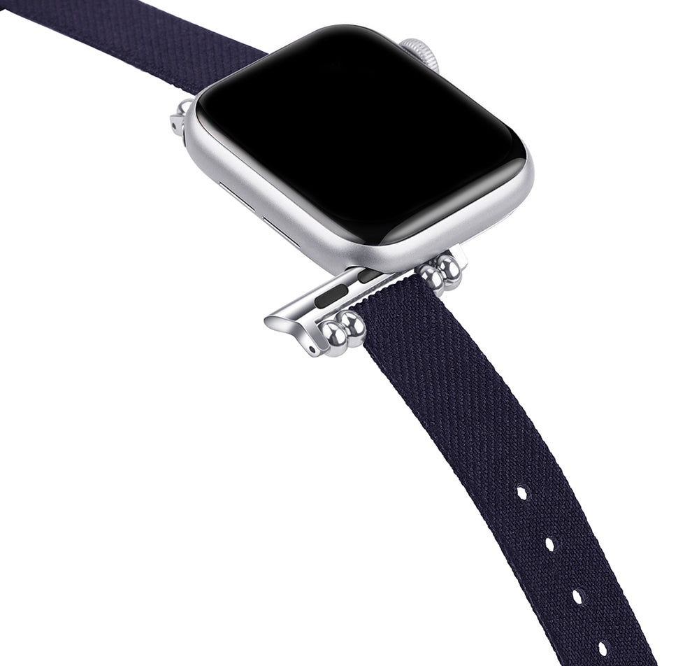Slim Canvas Watch Band With Positioning Beads For Apple Watch SE/6/5/4/3/2/1(Dark Blue)