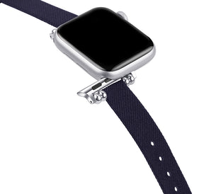 Slim Canvas Watch Band With Positioning Beads For Apple Watch SE/6/5/4/3/2/1(Dark Blue)