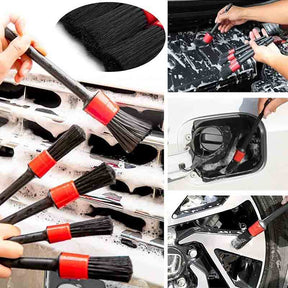 10Pcs Car Detailing Brush Set Boars Hair Detailing Brushes for Cleaning Wheels Interior Exterior Leather