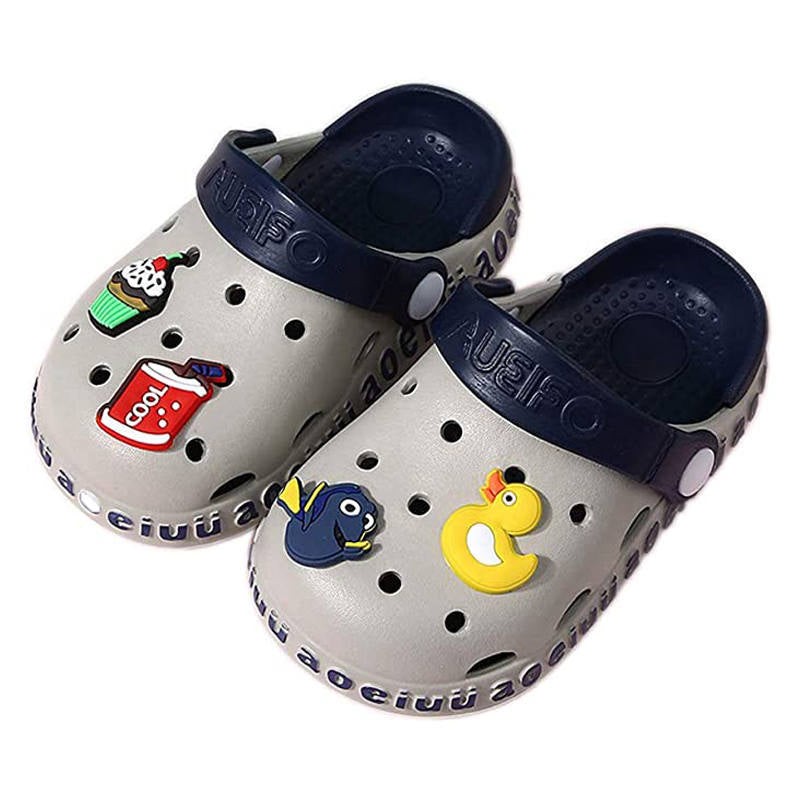 Toddler Sandals Boys Girls Cute Cartoon Kids Slippers-Grey