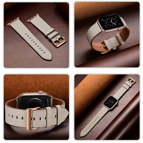 Classic Watchband Cowhide Suitable for iWatch Ultra Series 8 SE 7 6 5 4 3 2 1-Black-OffWhite