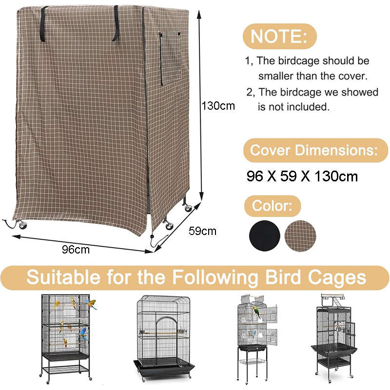 Washable Bird Cage Cover Waterproof Blackout Drape Universal-Plaid