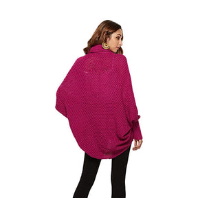 Women's Batwing Knitted Oversized Slouchy Solid Cardigan Sweater Knit Outwear-Rose
