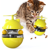 Tumbler Style Cat Food Dispenser Treat Toys with Dual Rolling Balls-Yellow