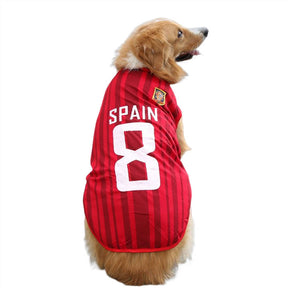 Dog Mesh Vest World Cup Jersey Basketball Clothes Red #8 Spain