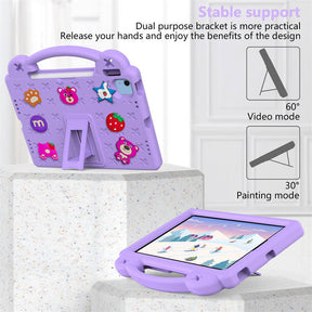 Strawberry iPad Case Shockproof with Handle Shoulder Strap for iPad 10th 2022-LightPurple