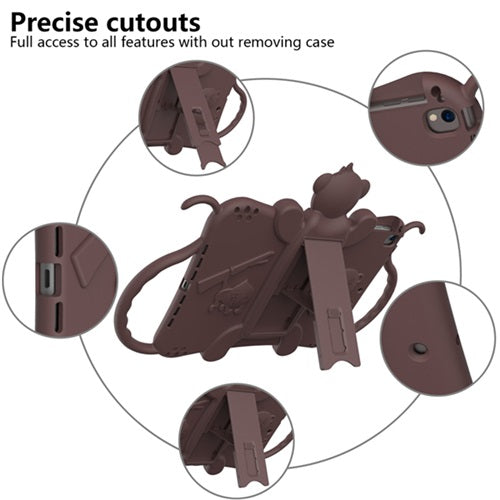 Monkey iPad Case Cartoon Kids Anti-fall Protective Cover Bulit-in Kickstand Pencil Holder For iPad Air1/2 iPad2017/2018 iPad Pro 9.7inch-Brown