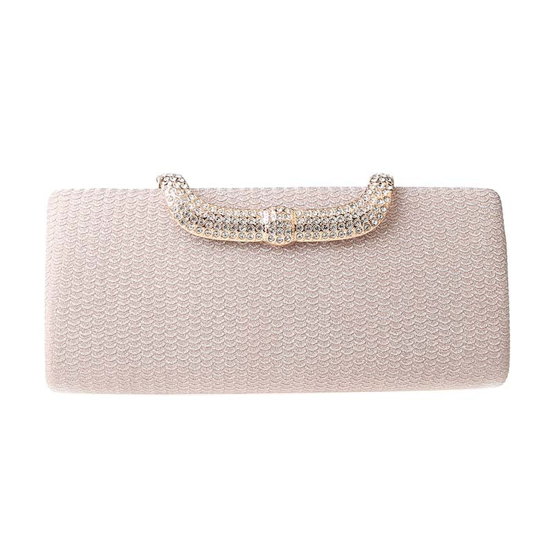 Square Clutch Rhinestone Bag Design Fine Flash Evening for Women-Champagne