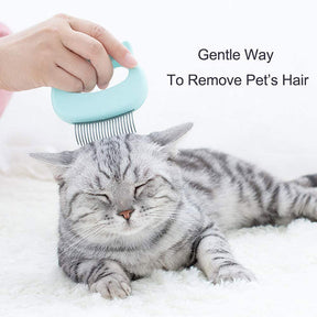 Pet Hair Removal Massaging Shell Comb Soft Deshedding Brush for Long and Short Hair Puppy Bunny-Blue