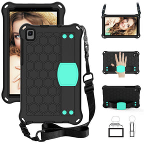 Hive Tablet Case For SamSung Tab A7 Lite 8.7(T220/T225) 2021/Tab A8 (P200/P225) 2019 Durable Stand Cover With Shoulder Strap-BlackAqua