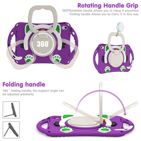 Cat Tablet Case For iPad 10th Kids Friendly with Handle Stand-Purple