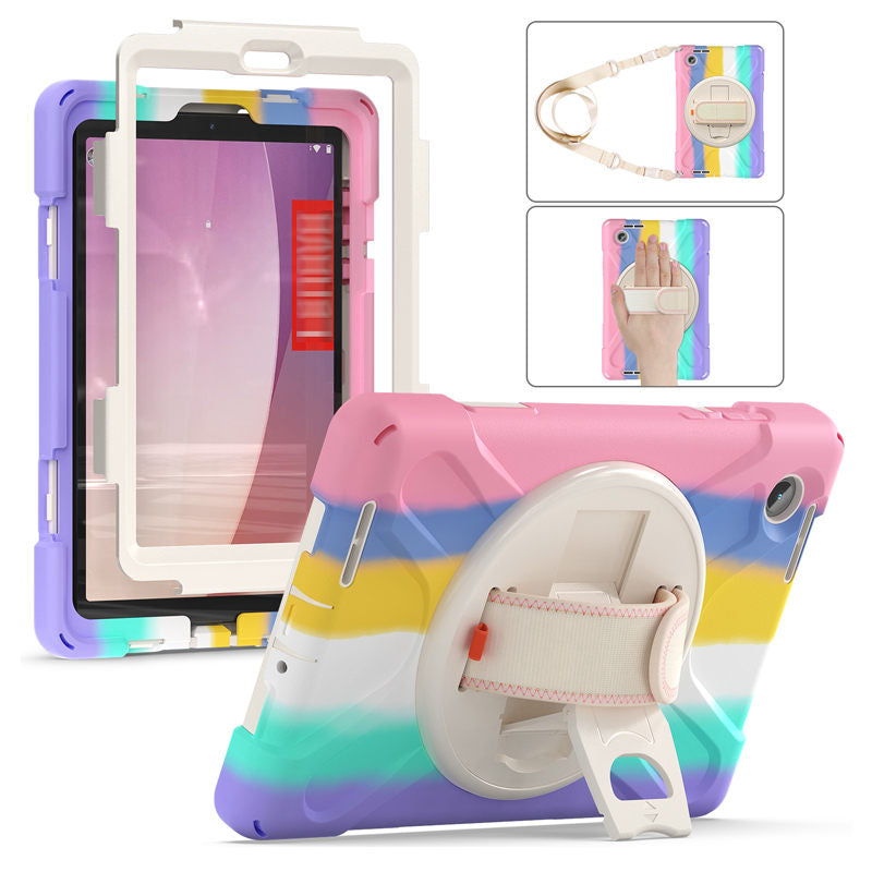 Tablet Case Heavy Duty with Swivel Stand for Lenovo Tab M8 4th Gen-ColorfulPink