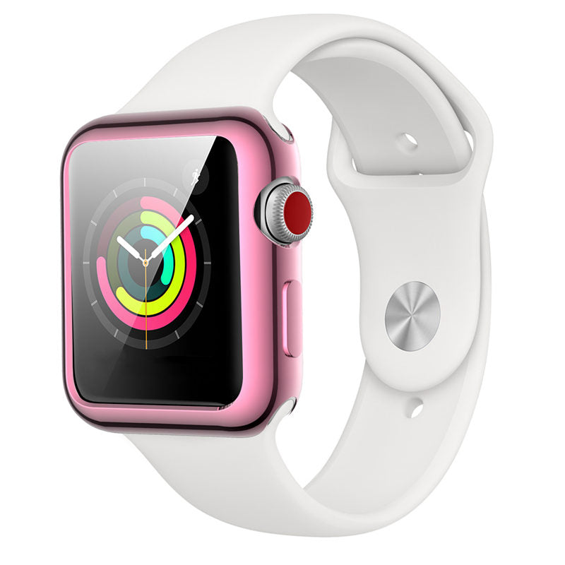 TPU Plated Cover Scratch-Proof Smartwatch Protective Case for iWatch Series SE/6/5/4/3/2/1-Pink