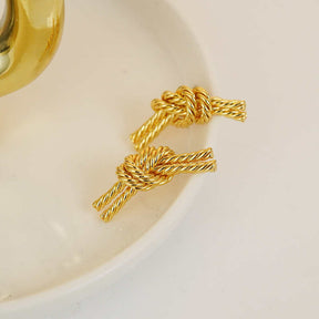 Pair Of Elegance Twisted Rope Knot Earrings For Womens
