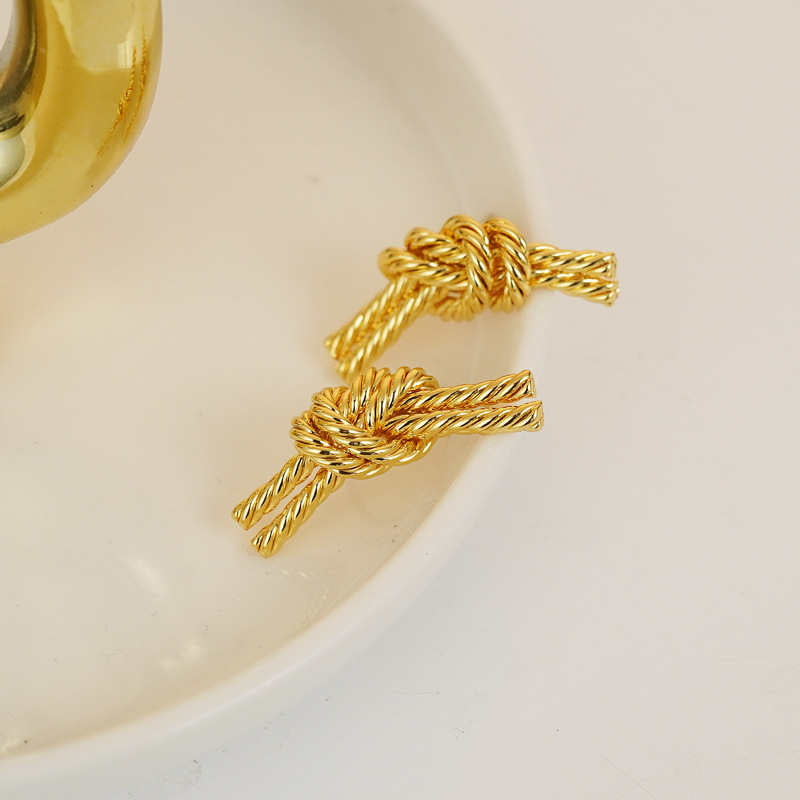 Pair Of Elegance Twisted Rope Knot Earrings For Womens