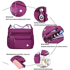 Women Shoulder Handbag Roomy Multiple Pockets Fashion Crossbody Purse-Purple