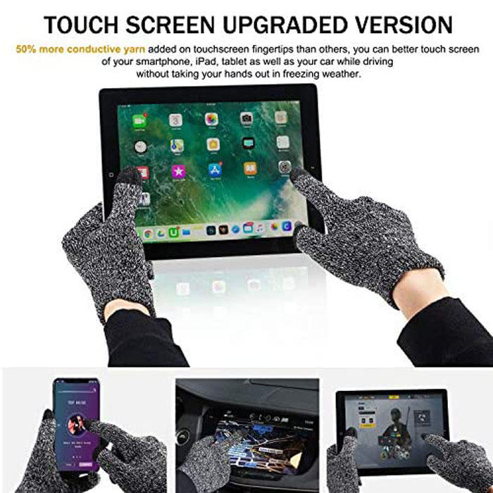 WIWU Winter Man Gloves Upgraded Touch Screen Anti-Slip Silicone Gel Elastic Cuff Thermal-Black White-DZ32