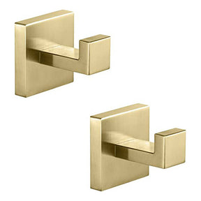 2 Pack Bathroom Hooks 304 Stainless Steel Square Wall Hooks-Gold