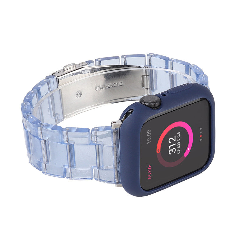 Fashion Resin Candy Watch Band + Watch Case For Apple Watch SE/6/5/4/3/2/1£¨Blue+Darkblue£©