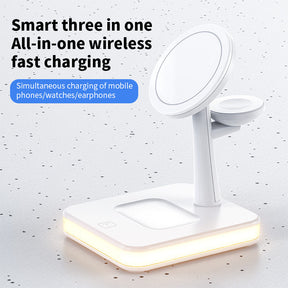 3-in-1 Magnetic Wireless Charger Stand for iPhone 12 iWatch AirPods-Black