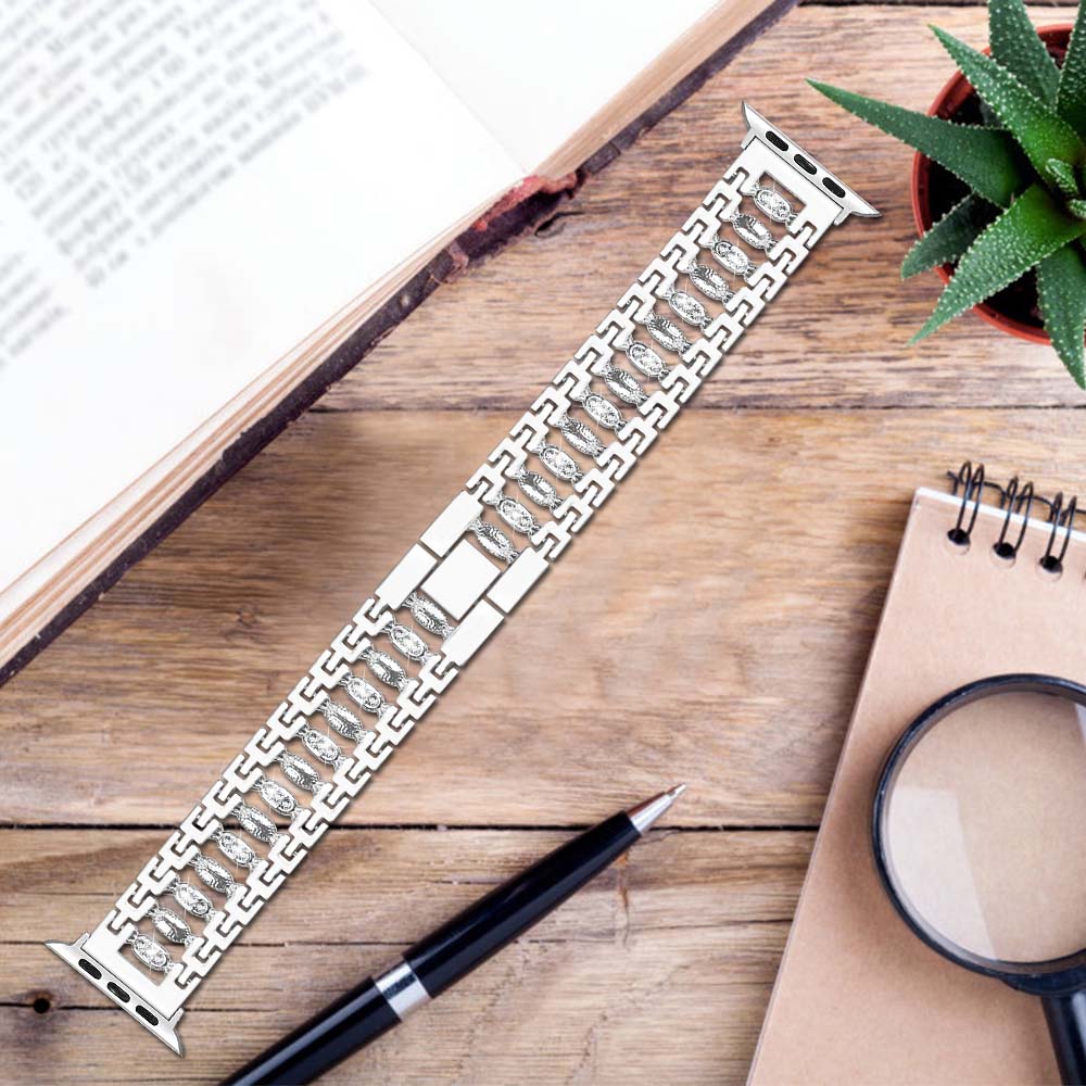 TGD Stainless Steel Watch Band Adjustable Wristbands for Apple IWatch Series SE/1/2/3/4/5/6 For Women-Silver