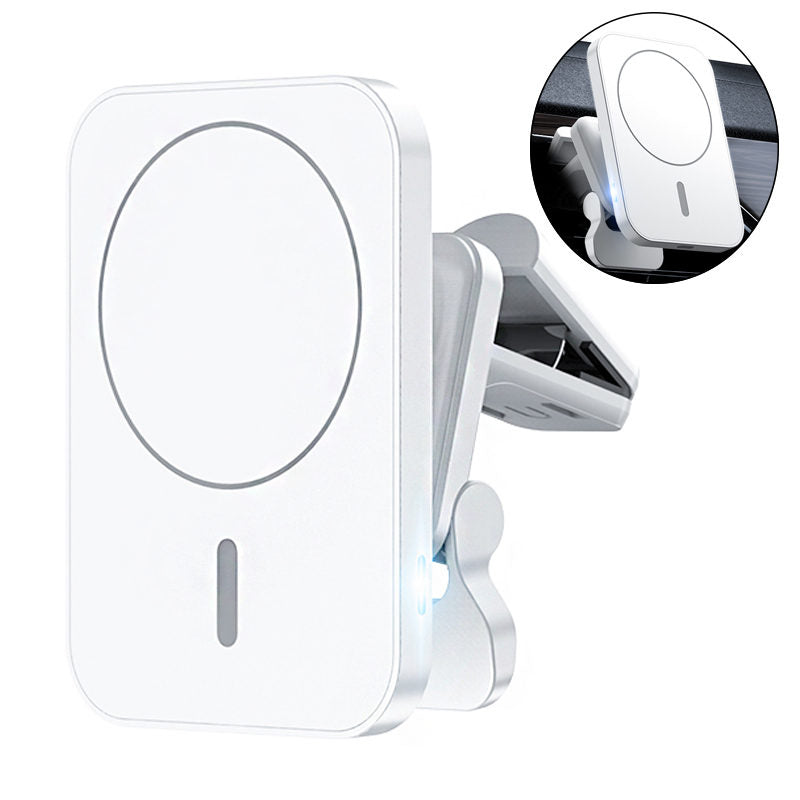 Magnetic Wireless Car Charger 15W Fast Charging Air Vent Mount Charger For iPhone 12-White