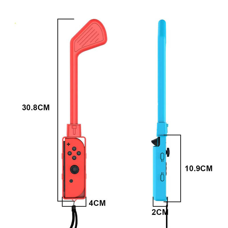 2Pcs Sports Game Golf Culb for Switch Joy-Con Controller-Blue Red