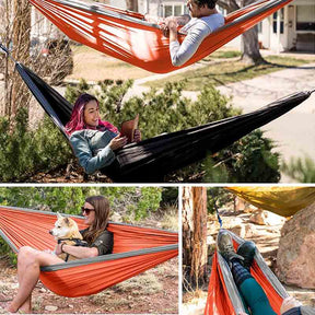 Camping Portable Hammocks with 2 Tree Straps for Travel Beach Backyard-DarkGreen