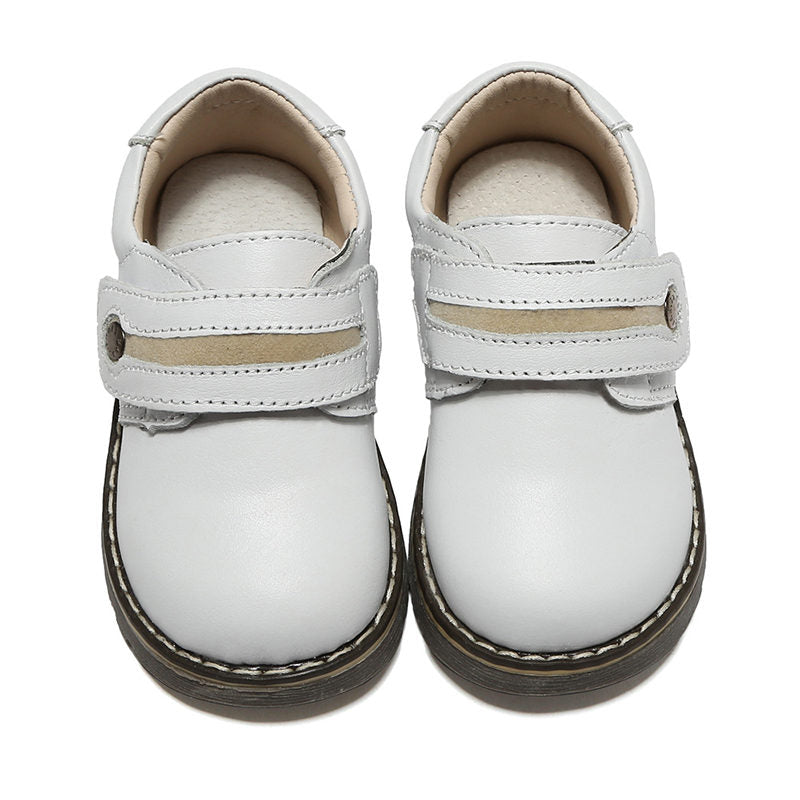 Toddler Boys Leather Loafers British Style Comfort Oxford Dress Shoes-White