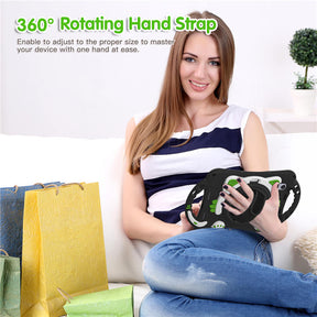 CatA iPad Silicone Case For iPad Mini 6 Built-in Handle Stand With a Strap-Black Green