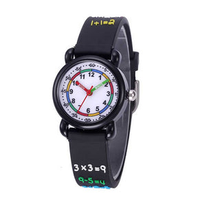 Kids Watches 3D Cartoon Waterproof Silicone Wrist Watch-Black