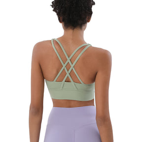 Comfort Sports Bra Push up Medium Support Yoga Tops Padded-Green