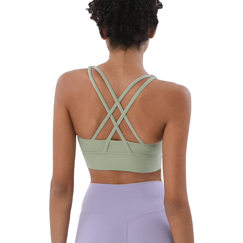 Comfort Sports Bra Push up Medium Support Yoga Tops Padded-Green