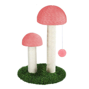 Cat Scratching Post Mushroom Durable Sisal Board with Dangling Ball-Pink