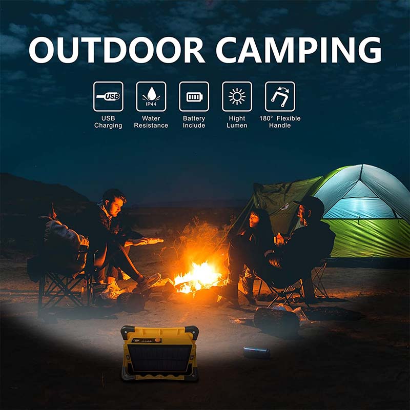 Rechargeable Solar LED Work Light 4 Light Modes for Job Site Lighting Emergency Camping-60W