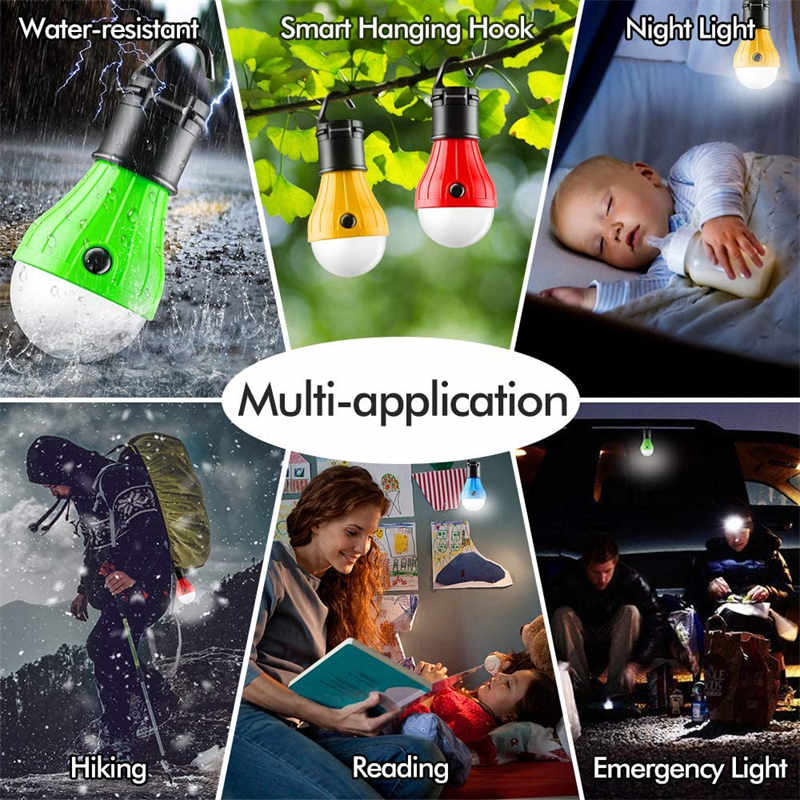 LED Portable Tent Light 4 pcs Hook Camping Emergency Light-Hiking Fishing Power Outage