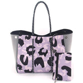 Neoprene Tote Bag with Small Zipper Bag for Women Beach Traveling-16