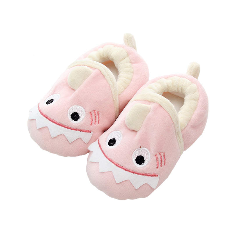 Toddler Baby Boys Girls Cute Shark Shoes Soft Anti-slip Winter Slippers-Pink