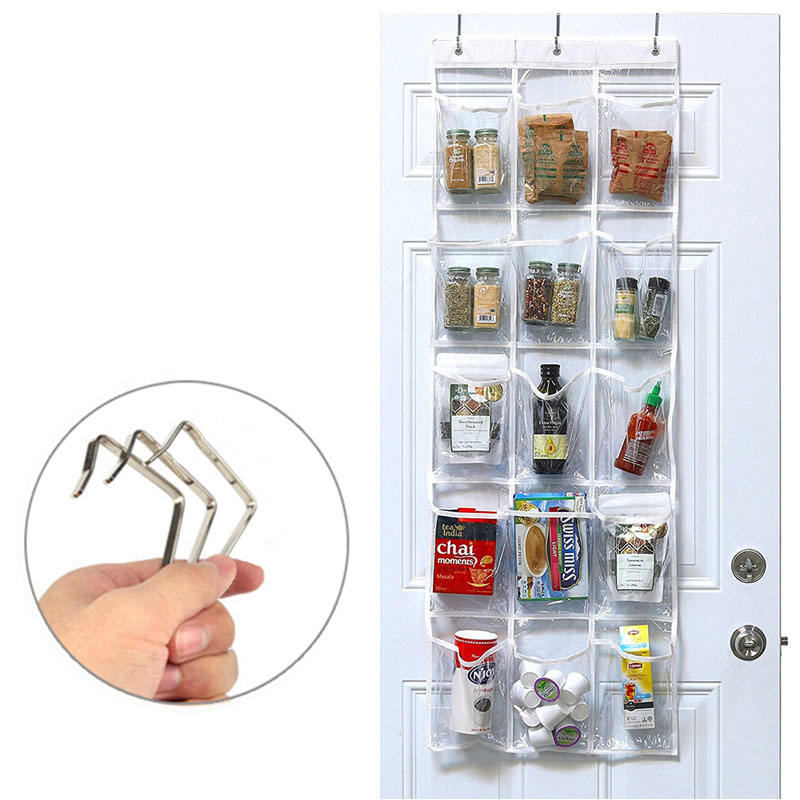 15 Pockets SimpleHouseware Crystal Clear Over The Door Hanging Shoe Organizer 3 hooks