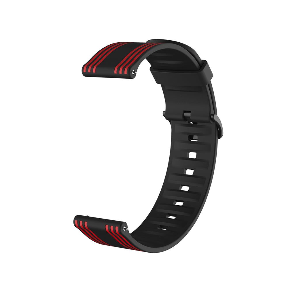 Silicone Band Striped Watch Band For Samsung Galaxy Watch 42/46mm Gear S3 Frontier/Classic(Black Red)