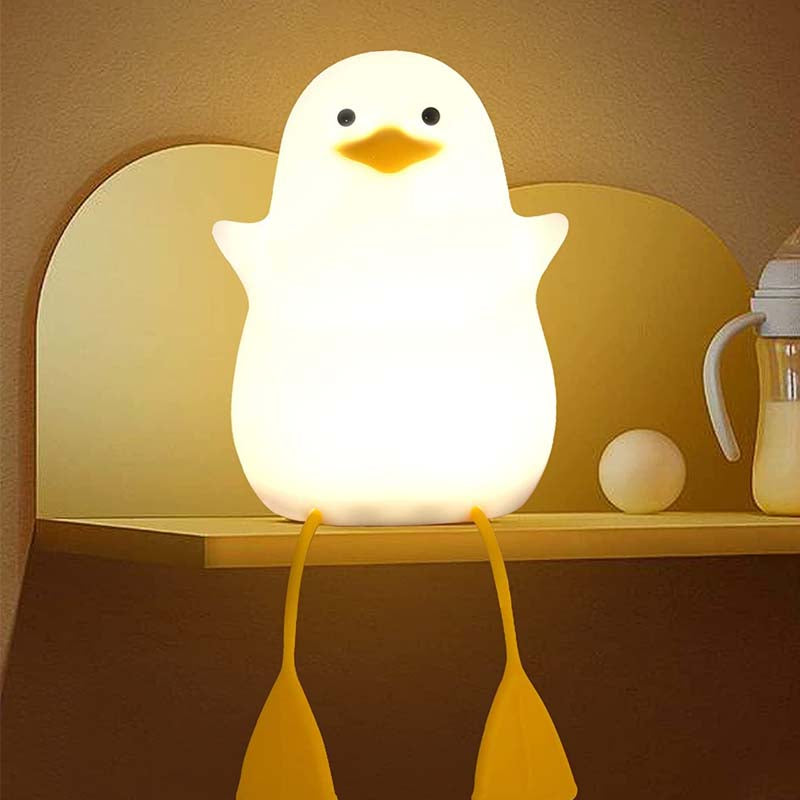 Silicone Duck Bedside Lamp Rechargeable for Nursery-Yellow Mouth